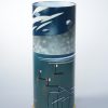 Lamp shown with flood lit backdrop displaying face view.