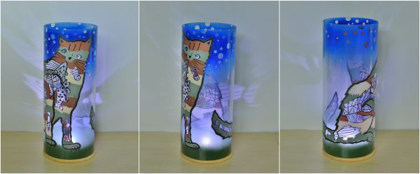 Schilling Glass Lamp, Cat Full of Fish - Image 2