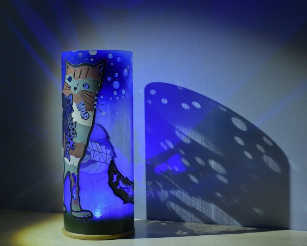 Schilling Glass Lamp, Cat Full of Fish - Image 6