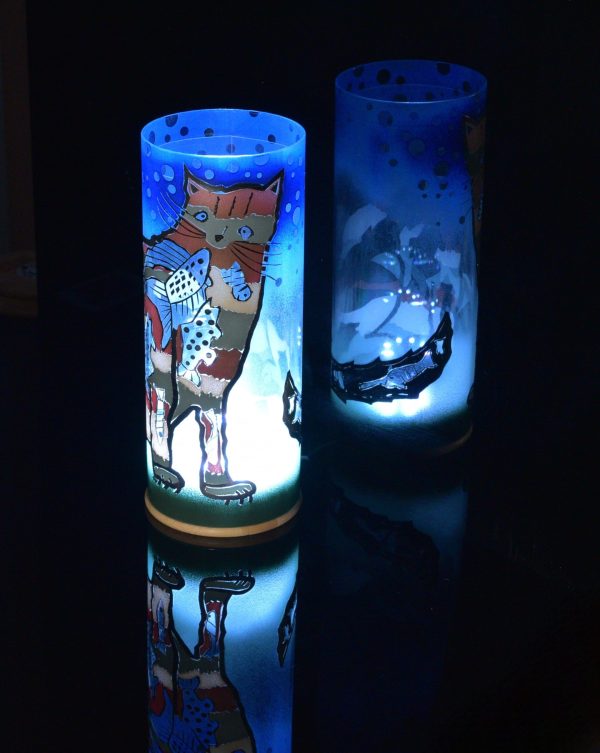 Schilling Glass Lamp, Cat Full of Fish - Image 4