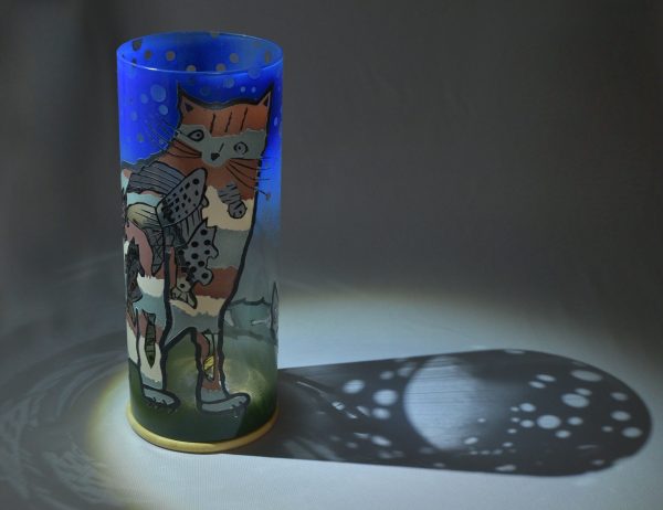 Schilling Glass Lamp, Cat Full of Fish - Image 7
