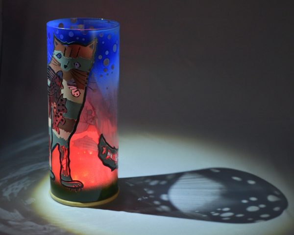 Schilling Glass Lamp, Cat Full of Fish - Image 3