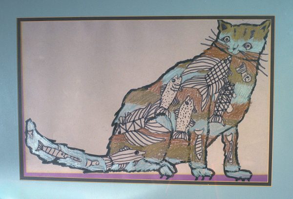Schilling Glass Lamp, Cat Full of Fish - Image 9