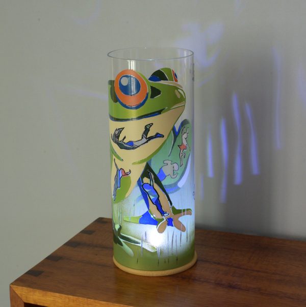Shown on a display shelf displaying brilliant projected images using only its internal LED.