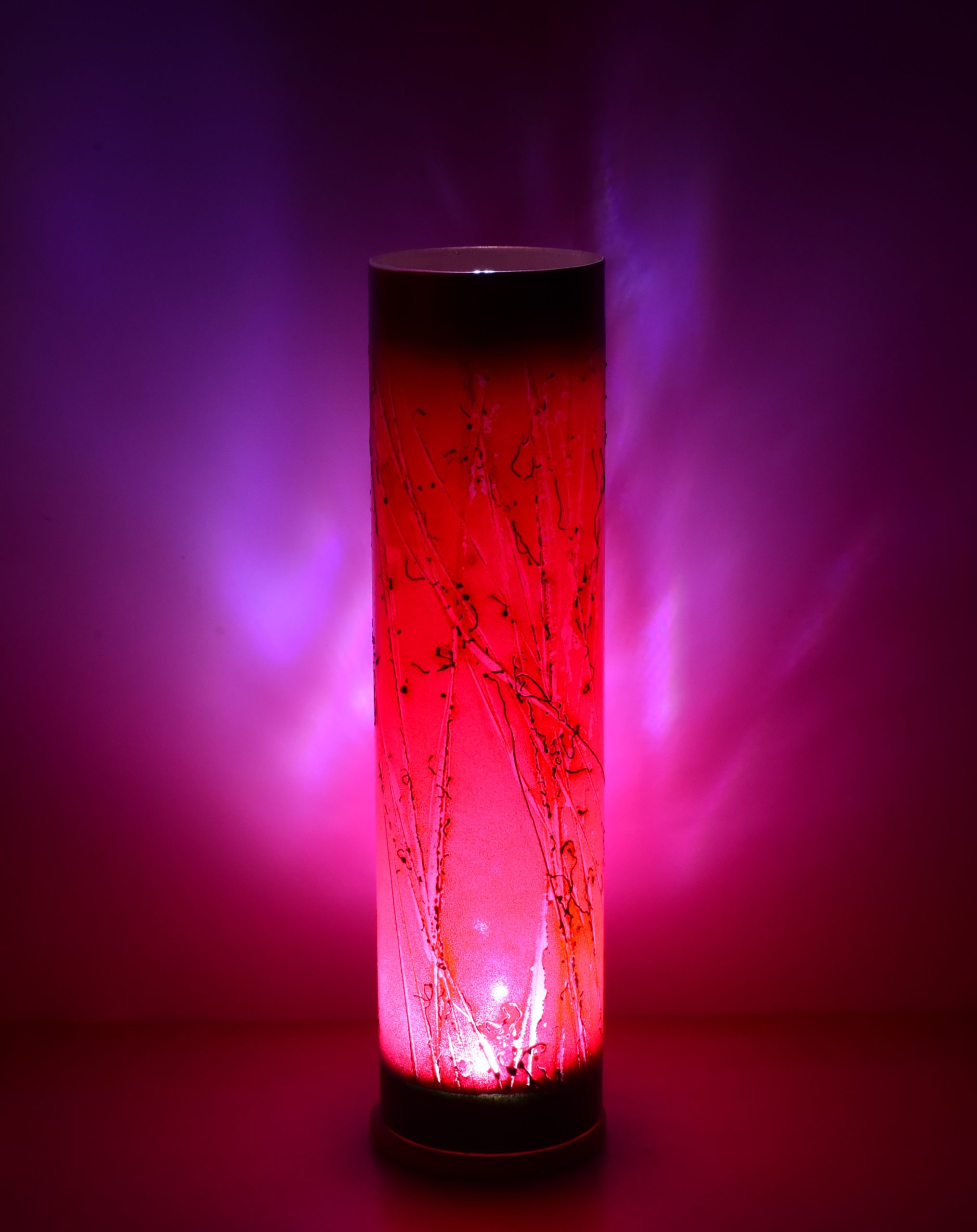 Displayed with only the internal LED displaying projected image on backdrop.