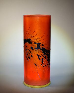 Face view of powder glazed accent lamp, flood lit.