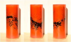 PP Trip 04 Accent lamp shown in full sun in three stages of rotation arranged in a triptych.